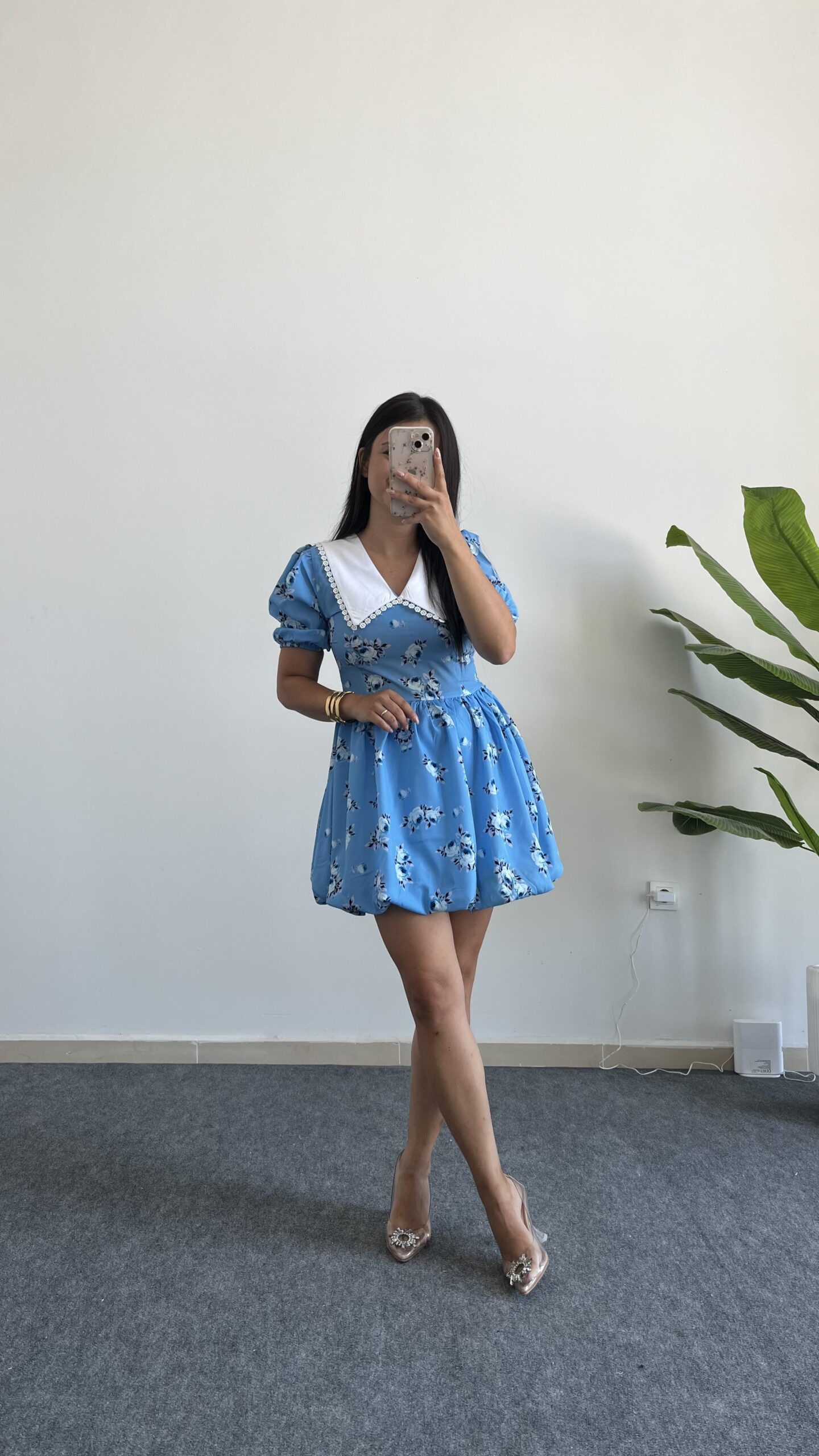 selesta-bebe-yaka-mini-balon-elbise-ma-a204-.jpeg Selesta Bebe Yaka Mini Balon Elbise - Mavi - Görsel 1