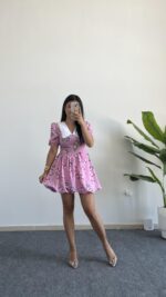 Selesta Bebe Yaka Mini Balon Elbise - Pembe - Görsel 5