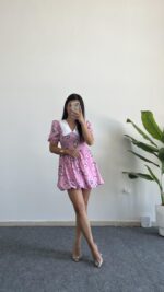 Selesta Bebe Yaka Mini Balon Elbise - Pembe