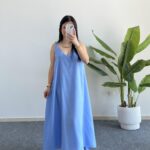 Shaya Asimetrik Kesim Bambu Elbise - Bebe Mavi