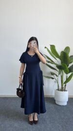 Silla Kuşak Detaylı Elbise - Lacivert - Görsel 2