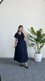 Silla Kuşak Detaylı Elbise - Lacivert - Görsel 3