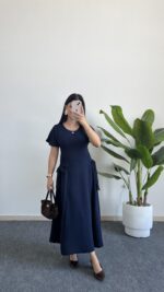 Silla Kuşak Detaylı Elbise - Lacivert