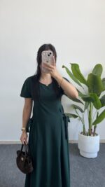 Silla Kuşak Detaylı Elbise - Zümrüt - Görsel 4