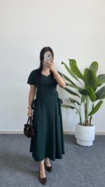 Silla Kuşak Detaylı Elbise - Zümrüt - Görsel 3