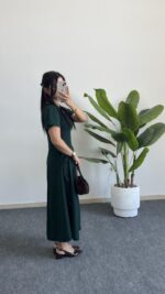 Silla Kuşak Detaylı Elbise - Zümrüt - Görsel 7