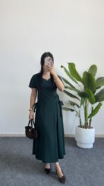 Silla Kuşak Detaylı Elbise - Zümrüt - Görsel 2