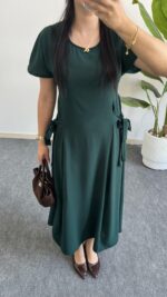 Silla Kuşak Detaylı Elbise - Zümrüt - Görsel 5