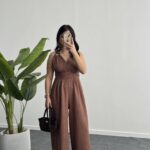 Sırt Dekolteli Tulum - Kahve