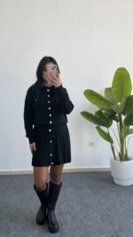 Siyah Çelik Örme Triko Takım - Görsel 2