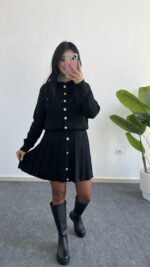 Siyah Çelik Örme Triko Takım - Görsel 3