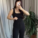 Siyah Korse Görünümlü Askılı Takım