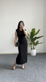 Siyah Toka Detaylı Elbise - Görsel 2