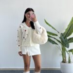 Soole Nakışlı Hırka - Ekru