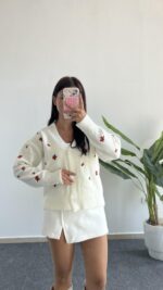 Soole Nakışlı Hırka - Ekru - Görsel 3