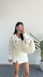 Soole Nakışlı Hırka - Ekru - Görsel 2