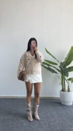 Soole Nakışlı Hırka - Krem