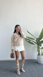 Soole Nakışlı Hırka - Krem - Görsel 6