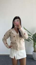 Soole Nakışlı Hırka - Krem - Görsel 5