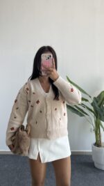 Soole Nakışlı Hırka - Krem - Görsel 2