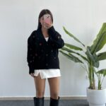 Soole Nakışlı Hırka - Siyah