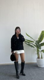 Soole Nakışlı Hırka - Siyah - Görsel 5