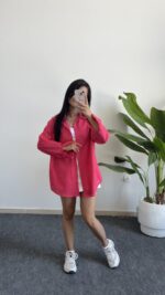 Star Pamuk Keten Gömlek - Fuşya