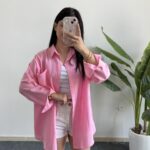 Star Pamuk Keten Gömlek - Pembe