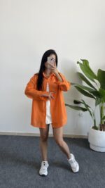 Star Pamuk Keten Gömlek - Turuncu