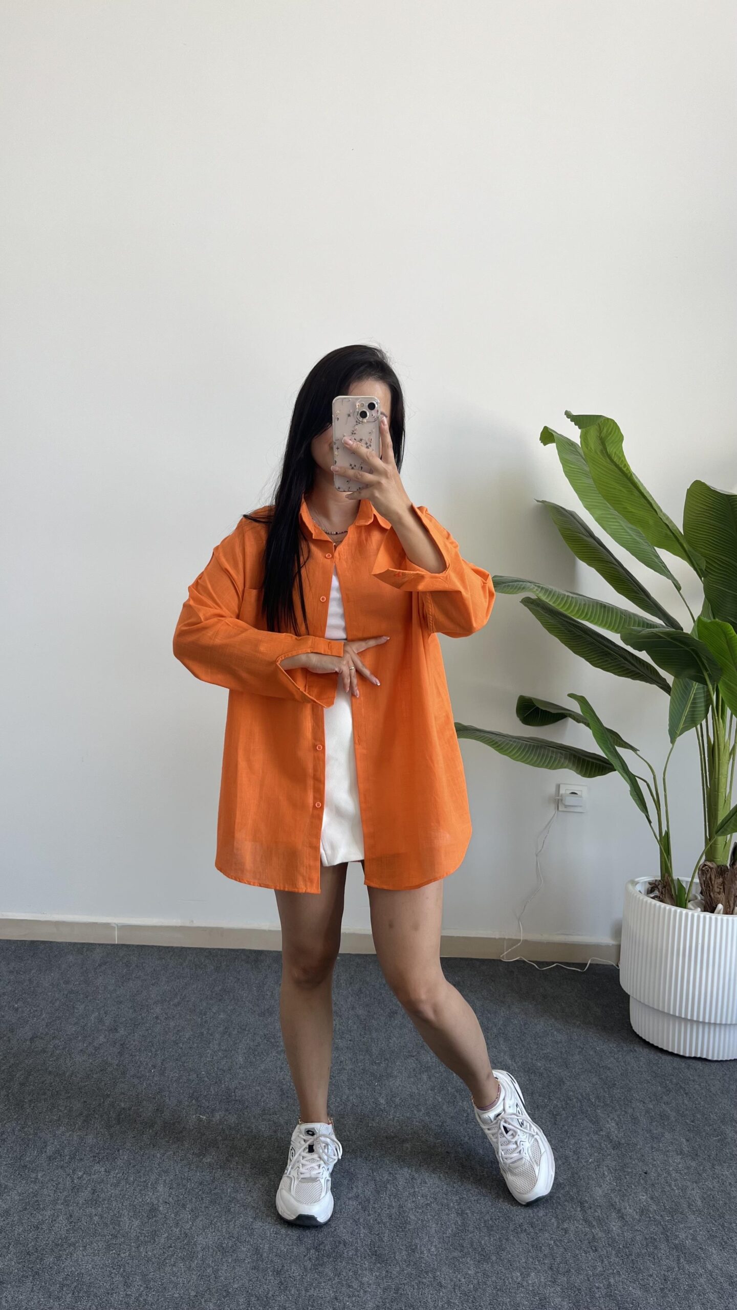 star-pamuk-keten-gomlek-turuncu-6457-.jpeg Star Pamuk Keten Gömlek - Turuncu - Görsel 1