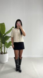 Taida Saç Örgü Hırka - Ekru - Görsel 3