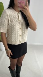 Taida Saç Örgü Hırka - Ekru - Görsel 6