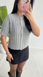 Taida Saç Örgü Hırka - Gri - Görsel 6