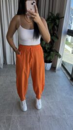 Turuncu Balon Model Keten Pantolon - Görsel 2