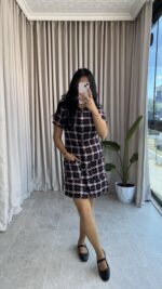 Yuna Vatkalı Tüvit Elbise - Görsel 2