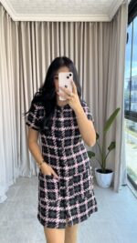 Yuna Vatkalı Tüvit Elbise - Görsel 3