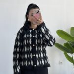 Veleni Baklava Desen Triko Hırka - Siyah