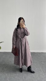 Velin Ekose Maxi Elbise - Bordo