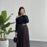 Veny Asimetrik Tül Etek - Kahve