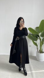 Vetra Çan Kemerli Elbise - Siyah