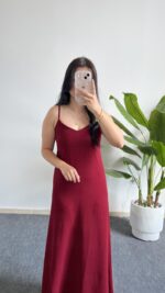 Viole Askılı Aerobin Elbise - Bordo - Görsel 2