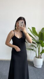 Viole Askılı Aerobin Elbise - Siyah - Görsel 2