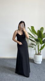 Viole Askılı Aerobin Elbise - Siyah