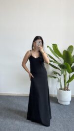 Viole Askılı Aerobin Elbise - Siyah - Görsel 3