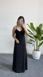 Viole Askılı Aerobin Elbise - Siyah - Görsel 4