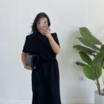 Volas Triko Kuşaklı Elbise - Siyah