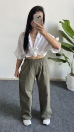 Vole Keten Pantolon - Haki - Görsel 4