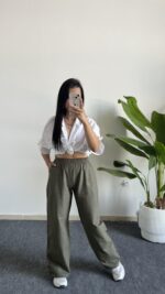 Vole Keten Pantolon - Haki - Görsel 2