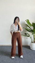 Vole Keten Pantolon - Kahve