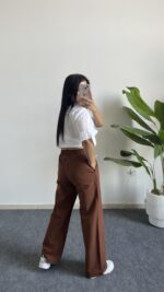 Vole Keten Pantolon - Kahve - Görsel 6